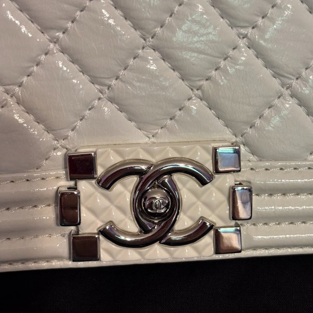 CHANEL White Mini Boy Flap Silver Hardware with Dust Bag - Picture 3 of 16